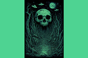 Eerie Alien Skull Art, a Decorative Illustration by StockVerse Creative (Thumbnail 4 of 4)