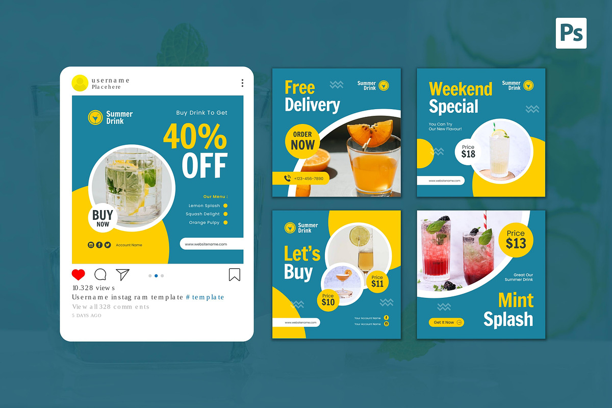 Beverage Instagram Post, a Social Media Template by CavenArt (Photo 4 of 5)