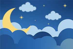 lunar and sky night landscaped, a Decorative Illustration by zyxroun shop