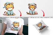 Sleepy Tiger Clipart, a Graphic by Artnoy (Thumbnail 3 of 5)