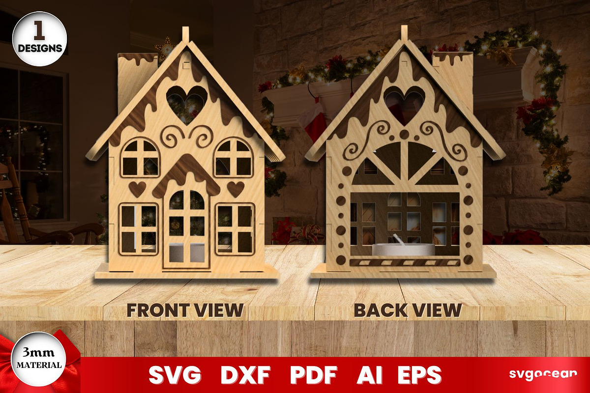 Gingerbread Christmas Houses, a Decorative Illustration by svgocean (Photo 6 of 11)