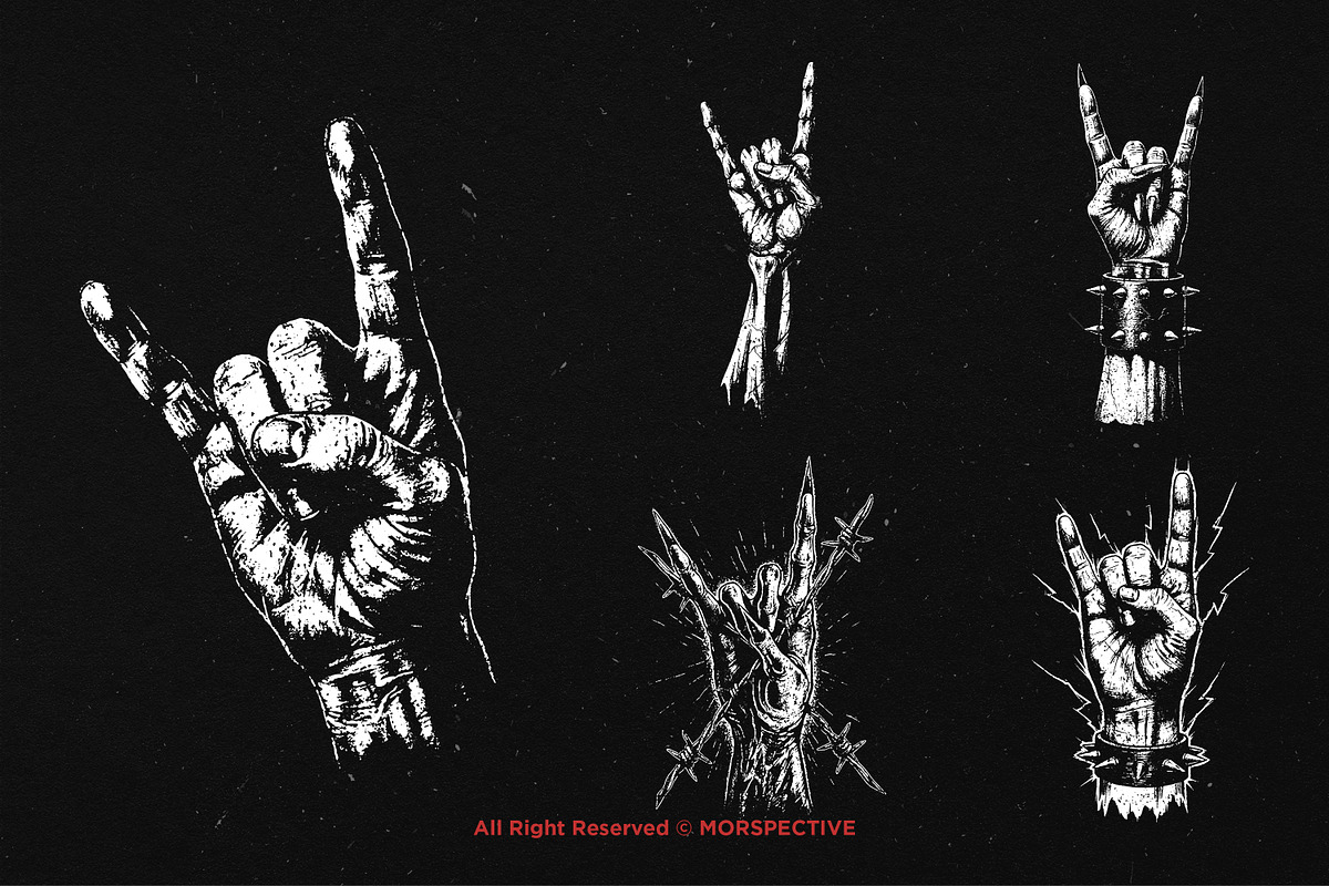 10 Bundle Dark Art Metal Hand Sign, an Illustration by Morspective (Photo 3 of 7)
