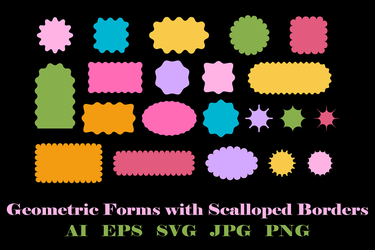 Geometric Forms with Scalloped Edges, an Object Graphic by vikkishop