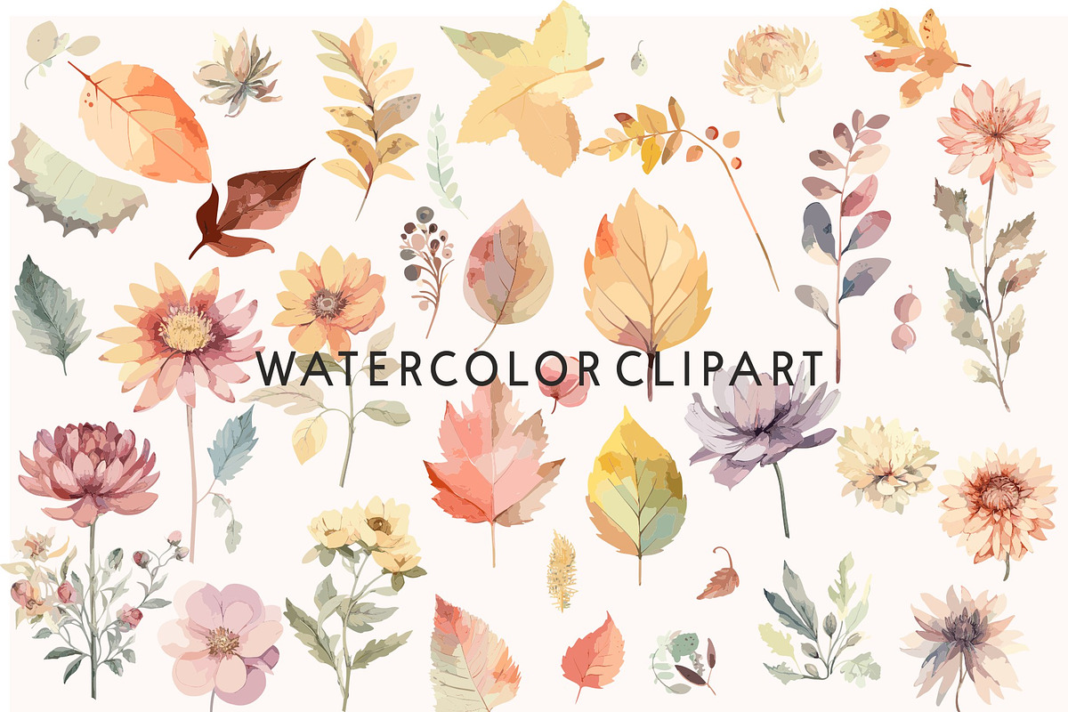 Autumn Flowers Watercolor SVG Images, a Seasonal Illustration by Image Design (Photo 2 of 4)