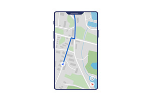 Phone with map app, a Technology Illustration by SkyVectors