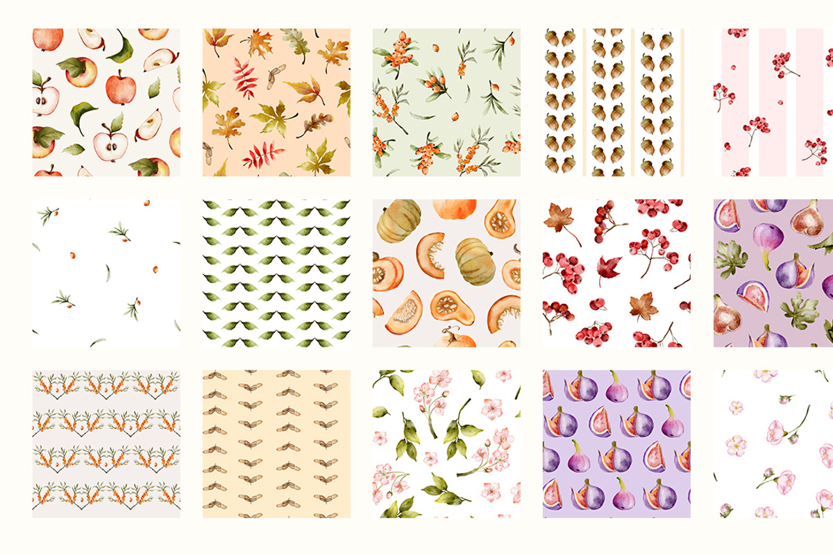 Autumn Harvest Watercolor Collection, a Seasonal Illustration by Pattern + watercolor (Photo 7 of 12)