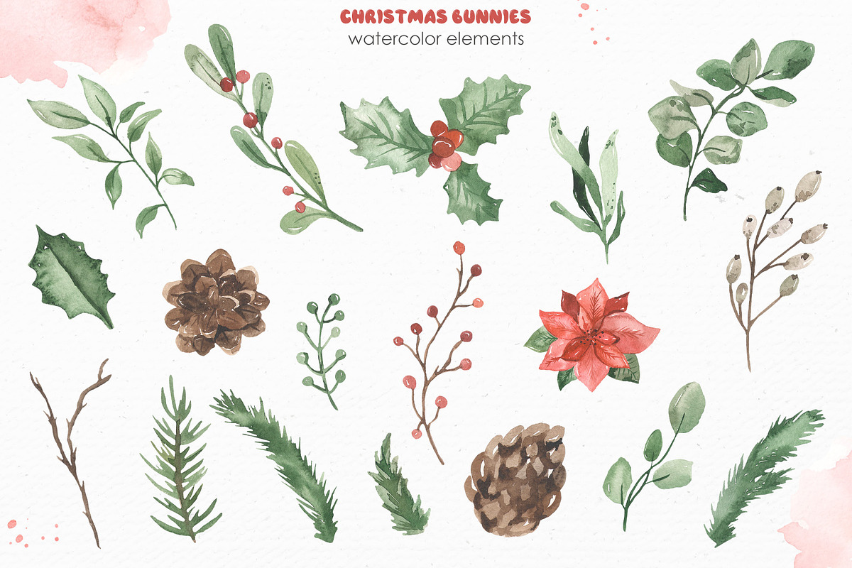 Christmas bunnies watercolor, an Animal Illustration by Marina Ermakova (Photo 4 of 13)