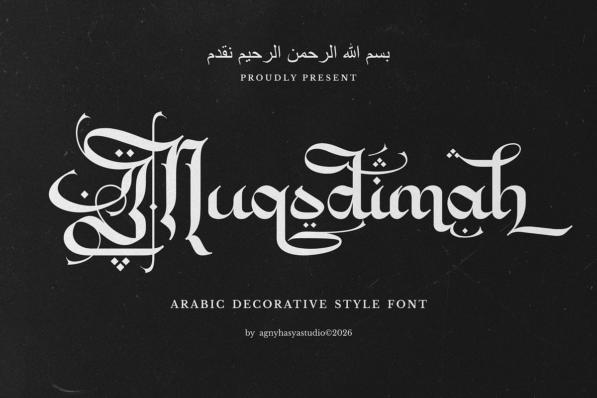 Muqodimah - Arabic Style Decorative, a Font by agnyhasyastudio (Photo 1 of 16)