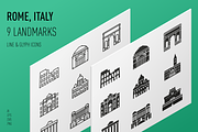 Landmarks of Italy - Rome, an Outline Icon by Jozsef Balazs-Hegedus (Thumbnail 1 of 7)