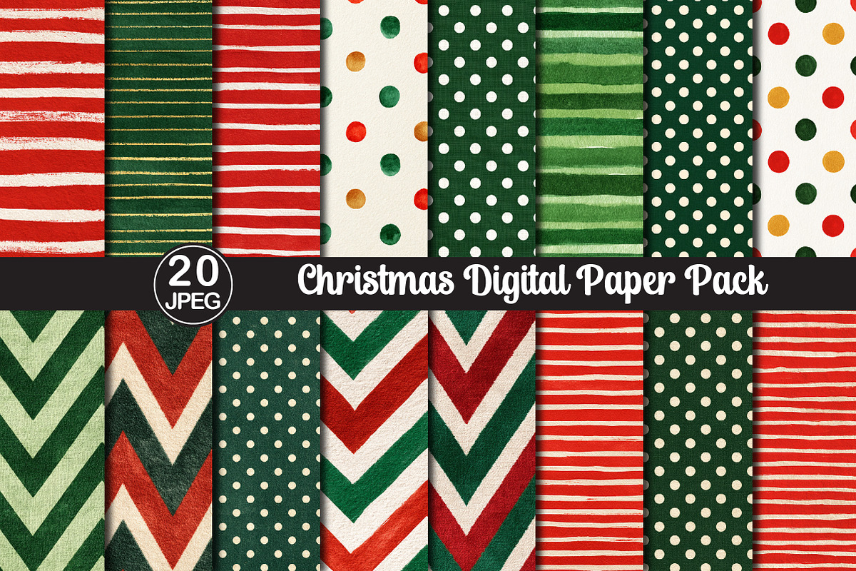 Christmas Digital Paper Pack, a Pattern Graphic by Black Bird Studio (Photo 1 of 6)