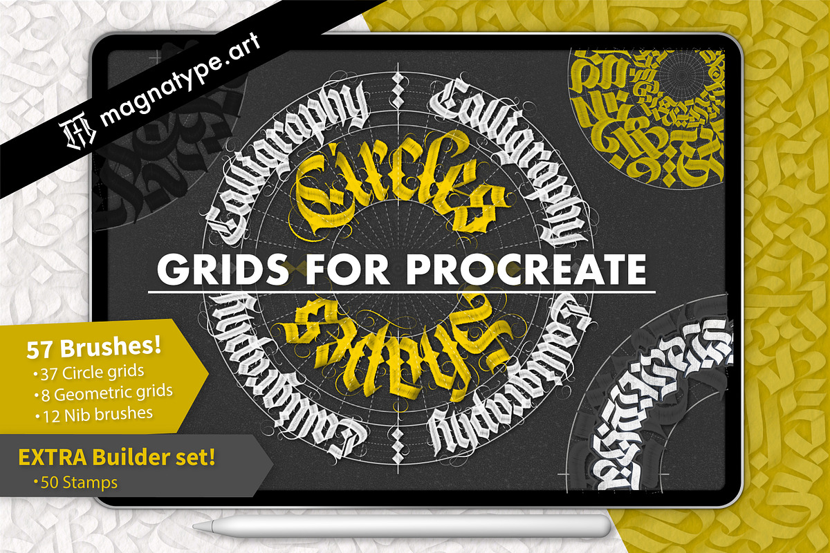 Calligraphy Shape Grids & Brushes, a Brush Add-On by Magnatype (Photo 1 of 7)
