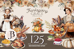 Thanksgiving Pilgrim Clipart Set