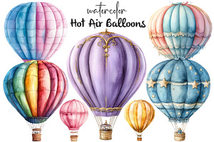 Pastel Hot Air Balloons Clipart, an Illustration by Dream Creation