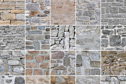 25 Seamless Stone Wall Textures, a Texture Graphic by architwister