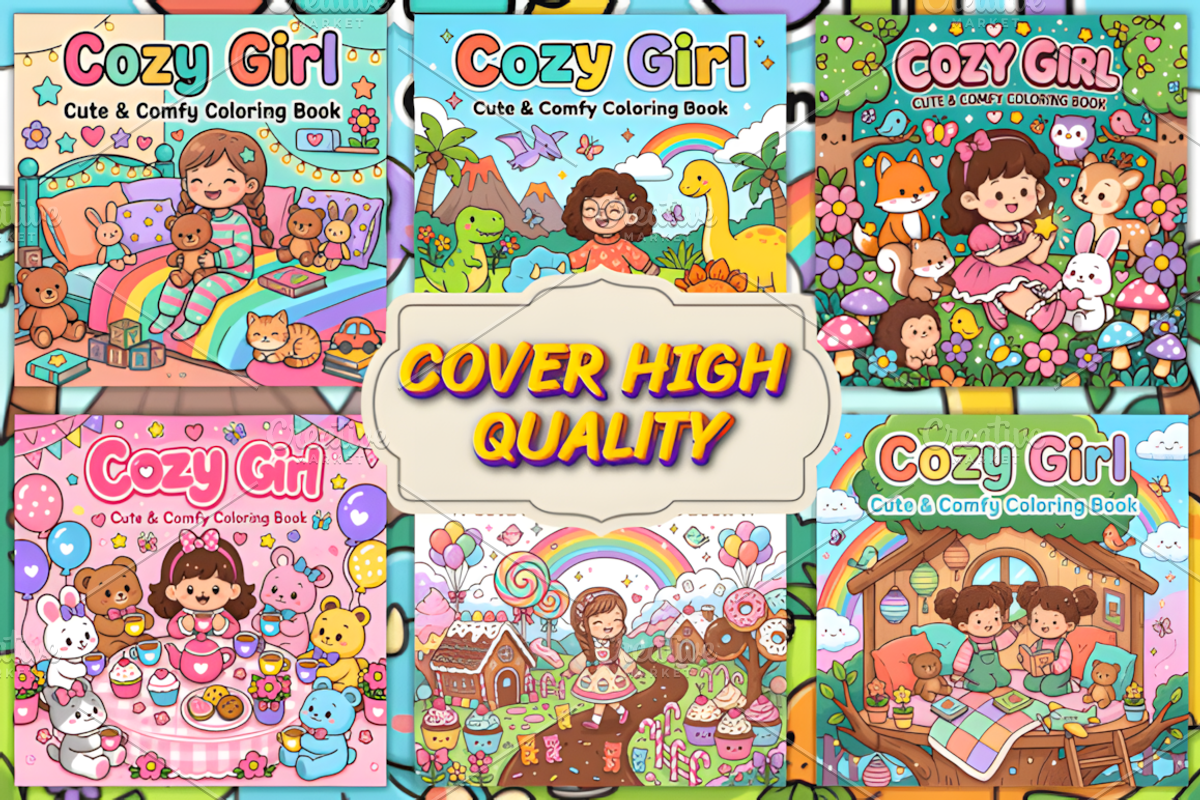 Cozy Girl Moments Coloring Pages, a Person Illustration by Coco Bloom (Photo 4 of 4)