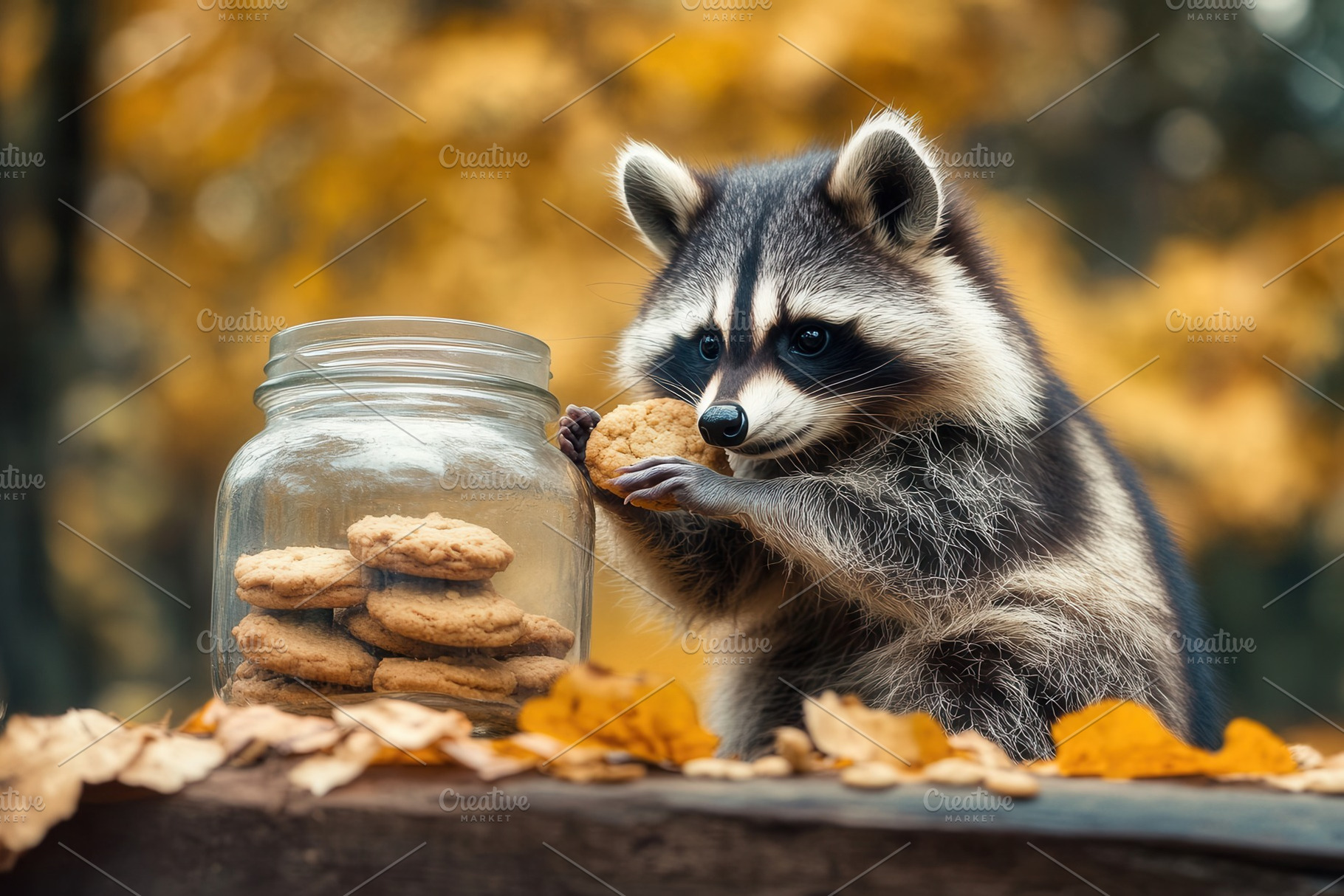 Raccoon strikes in cookie heist, a Photo by Pavel_design