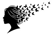 Woman Butterfly Hair Silhouette, an Object Illustration by yasushie (Thumbnail 30 of 31)