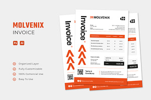 Molvenix Construction - Invoice, a Stationery Template by Esensifiksi.studio