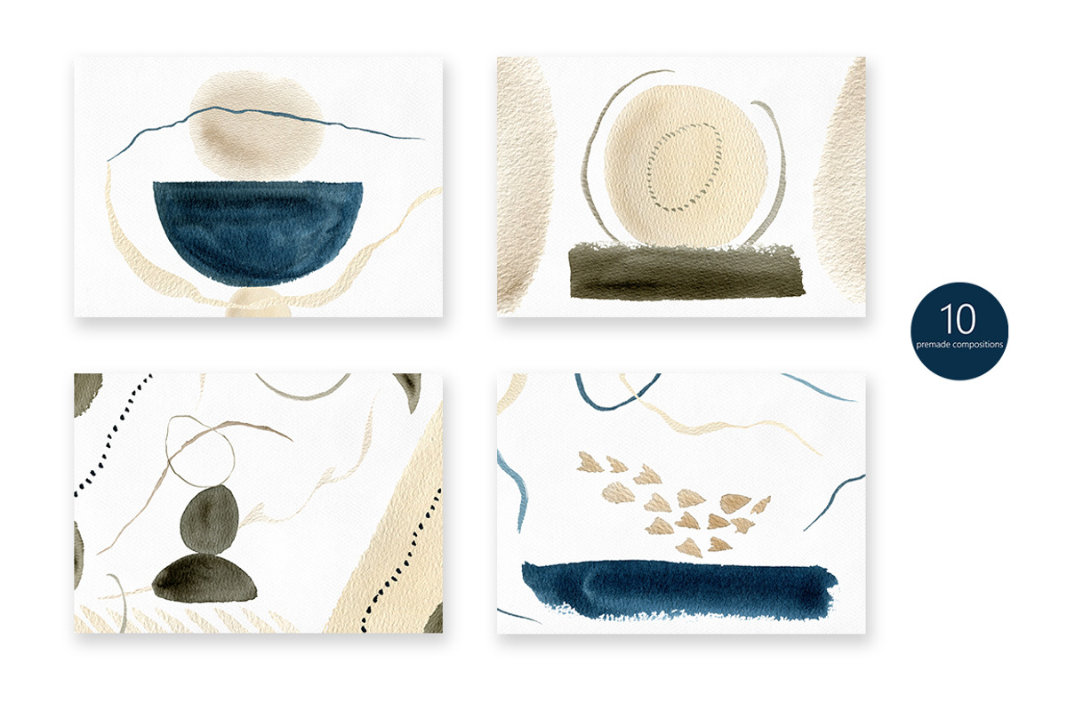 Japandi - abstract watercolor set, a Texture Graphic by KatsiarynaKa (Photo 10 of 19)