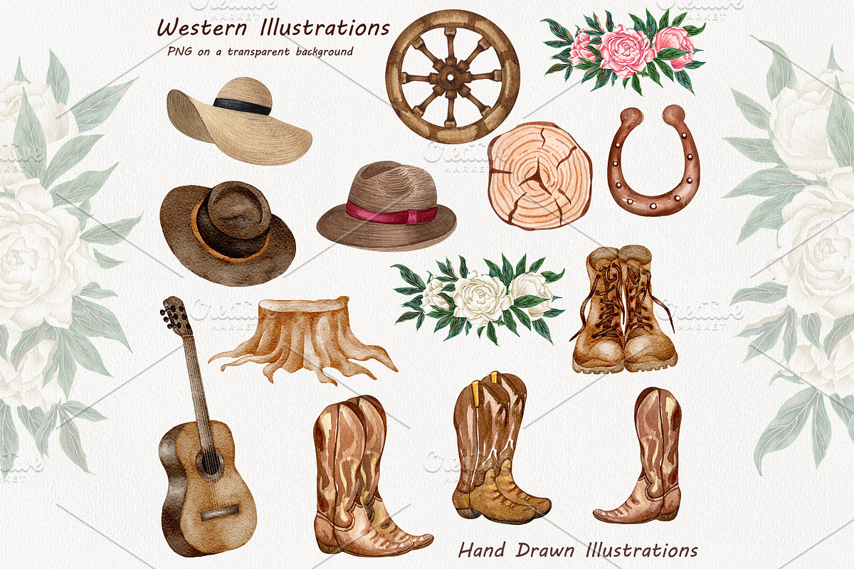 Western Cowboy Boots Watercolour Cli, a Decorative Illustration by BarvArt (Photo 3 of 7)