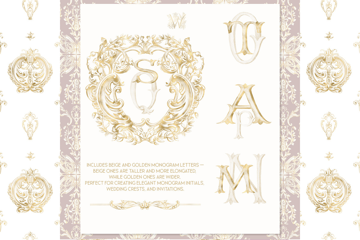 Gold Baroque Crest frame Clipart, a Decorative Illustration by WonderWonder (Photo 4 of 8)