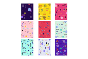 Memphis style geometric patterns, an Illustration by pikepicture