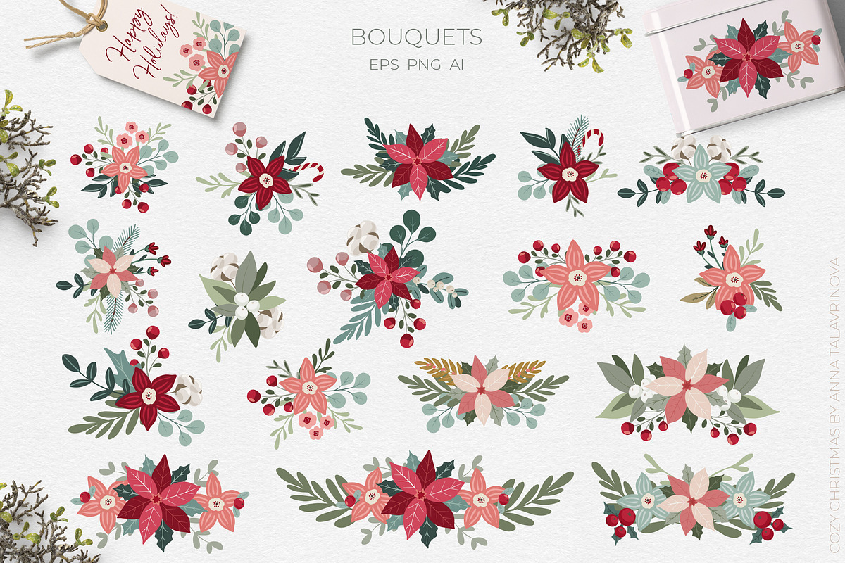 Cozy Christmas pattern & clipart, a Seasonal Illustration by Cozy pattern shop (Photo 7 of 13)