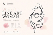 Stylish Woman Face Glasses Line Art, a Person Illustration by Elena Naumchenkova (Thumbnail 1 of 3)