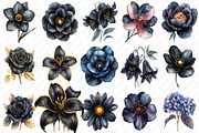 Glitter Luxury Black Spring Flower, an Illustration by Watercolor design (Thumbnail 2 of 12)