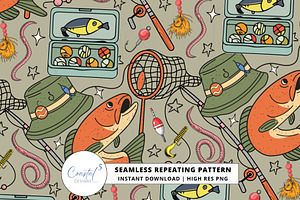 Fishing Seamless Pattern