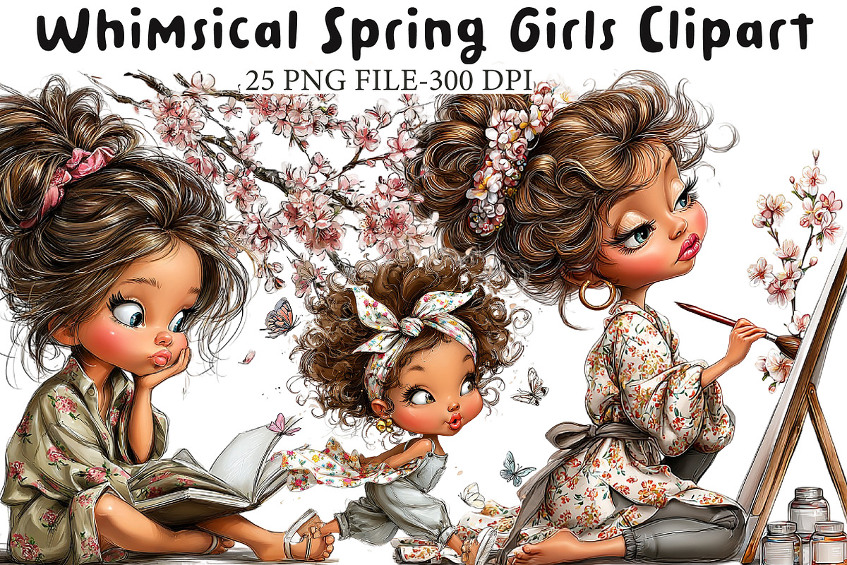 Whimsical Spring Girls Clipart, an Illustration by Libby Wishes (Photo 1 of 7)