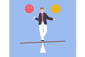 Guy balancing on wood stick. Choose, a Person Illustration by LadadikArt