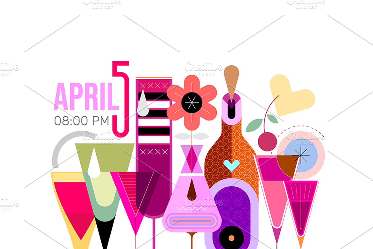 Cocktail Party Poster Vector Designs, a Decorative Illustration by danjazzia (Photo 4 of 9)