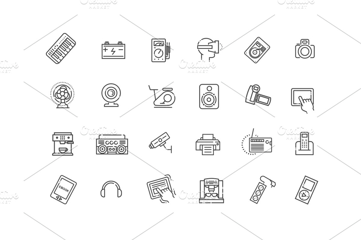 Electronics Line Icon Set, an Outline Icon by Tettygreen (Photo 2 of 2)