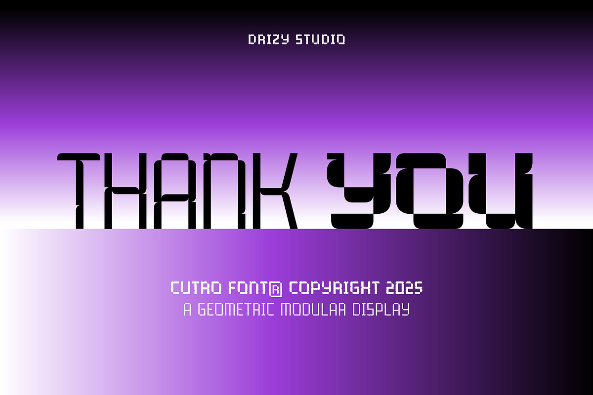 Cutro – Geometric Modular Display, a Sans Serif Font by Drizy (Photo 10 of 10)