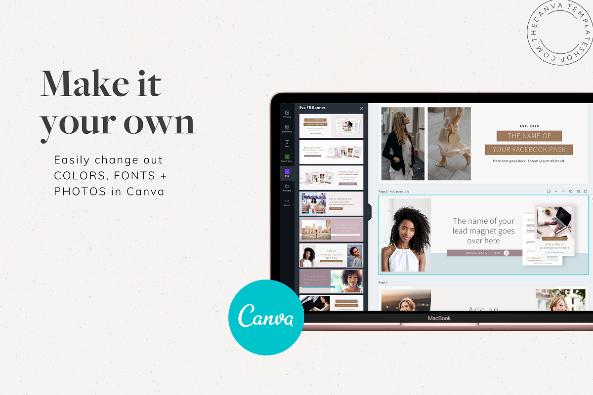 Eva Facebook Page Canva Template, a Templates & Theme by The Canva Template Shop (Photo 2 of 5)