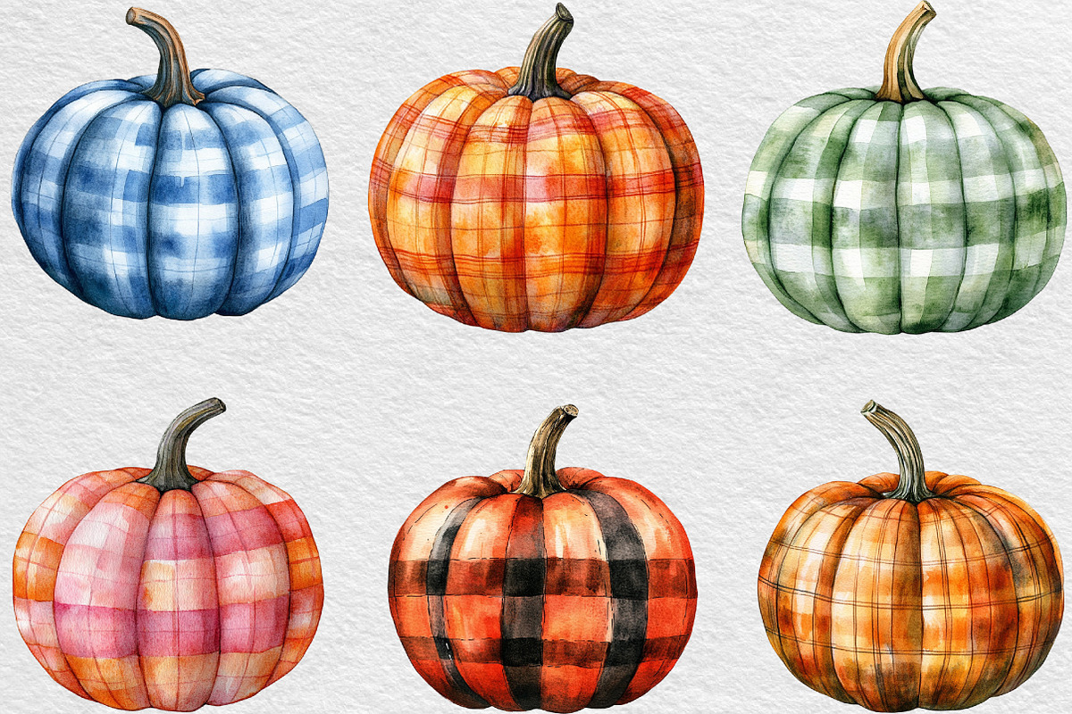 Plaid Pumpkin Clipart, an Illustration by Black Bird Studio (Photo 2 of 6)