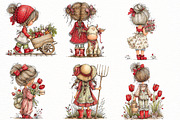 Watercolor coquette farm girl Clipar, an Illustration by Designworld (Thumbnail 4 of 8)