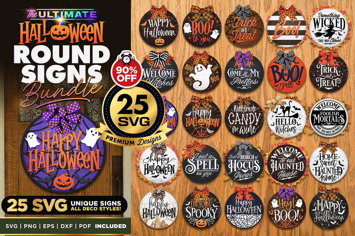 25 Halloween Door SVG Signs Bundle, a Seasonal Illustration by Asaelv Shop! (Photo 1 of 7)