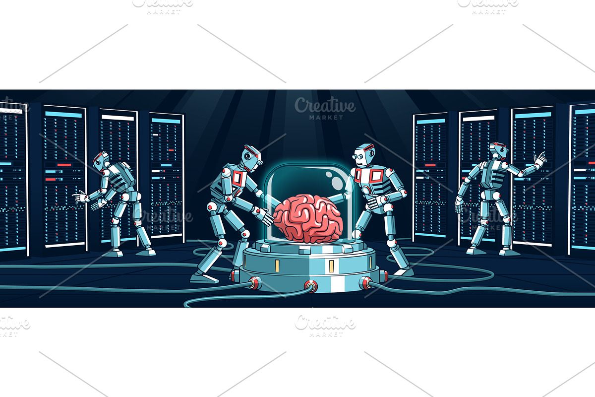 Robots collaborating on advanced, a Technology Illustration by Agor2012 shop
