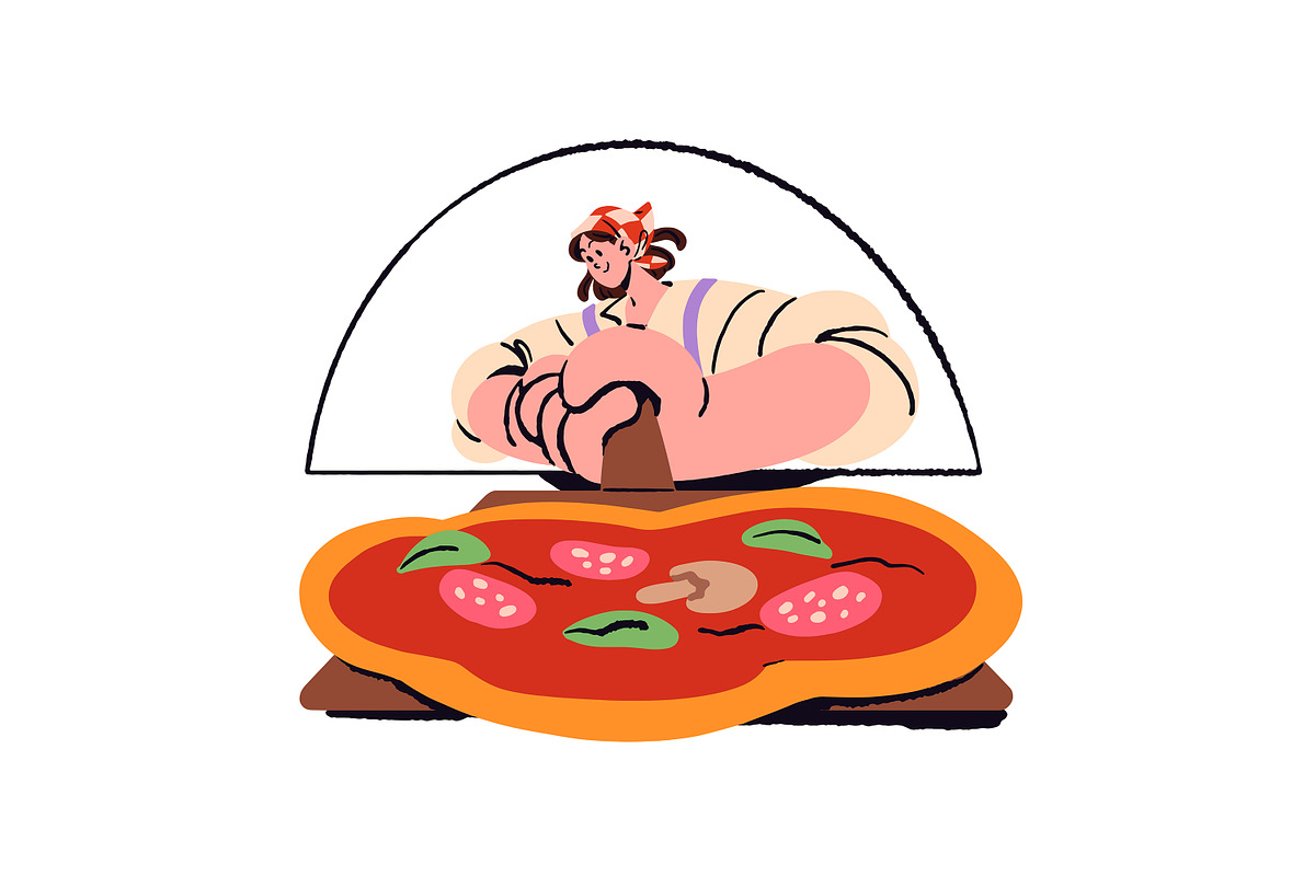 Pizza making, recipe steps set, a Food Illustration by PaperTrident (Photo 6 of 8)