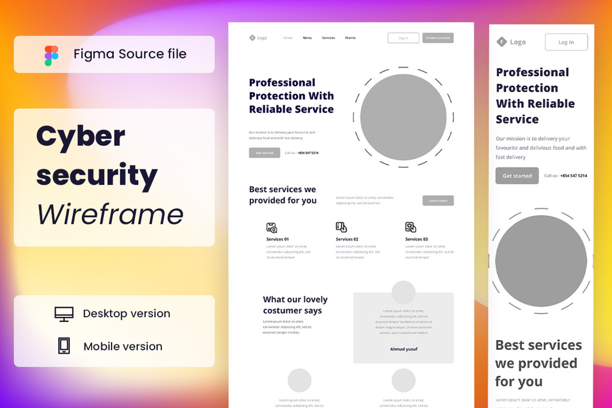 Cybersecurity Wireframe Website, a Wireframe Template by INSPR STD (Photo 1 of 4)