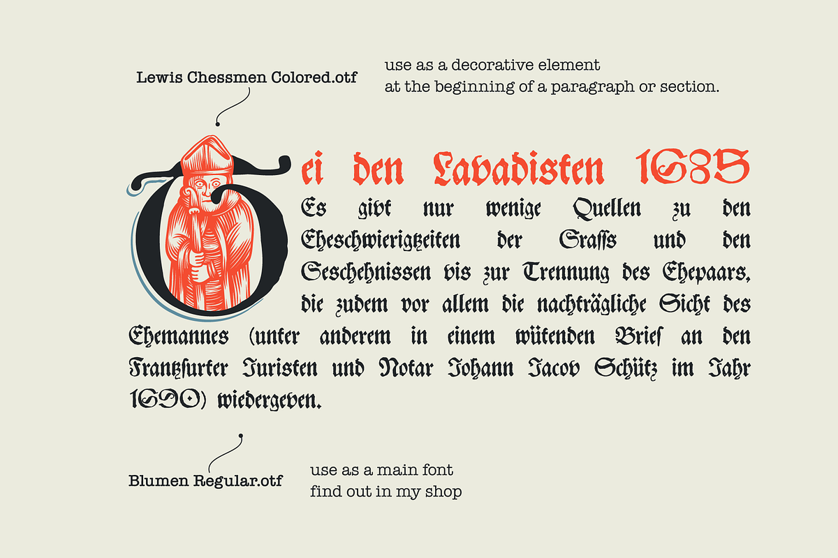 Lewis Chessmen Medieval Initials, a Blackletter Font by kaer_shop (Photo 2 of 10)