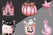 Pink Halloween Clipart, an Illustration by Black Bird Studio (Thumbnail 2 of 6)