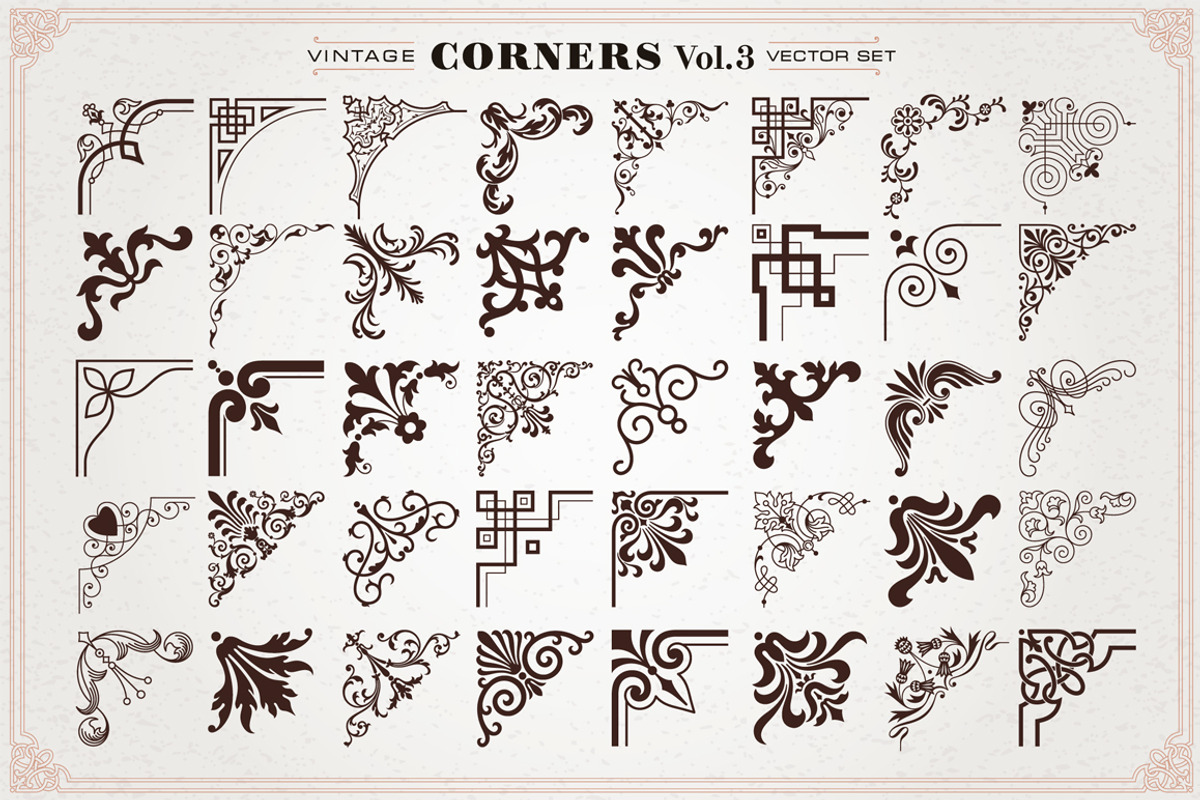 40 Vector Vintage Corners, Set 3, a Background Graphic by Digiselector Design Goods (Photo 2 of 2)