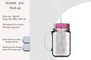 Mason jug mockup. PSD mockup.