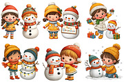 Christmas Girl with Snowman PNG, an Illustration by Craft Nest (Thumbnail 8 of 11)