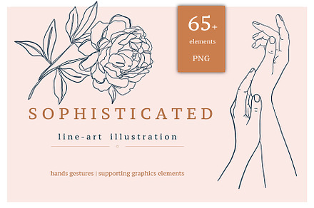 Hands+Graphic line art illustration