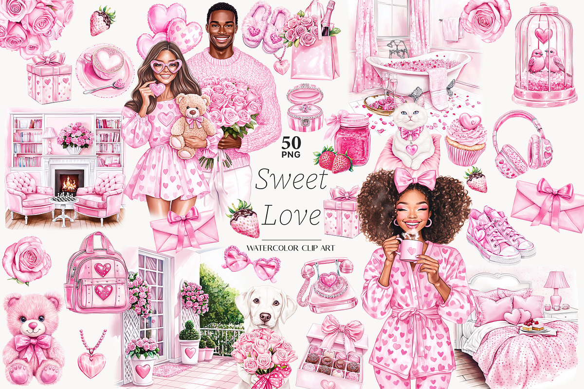 Sweet Love Valentine Clipart, a Person Illustration by GlamArtZhanna (Photo 1 of 8)