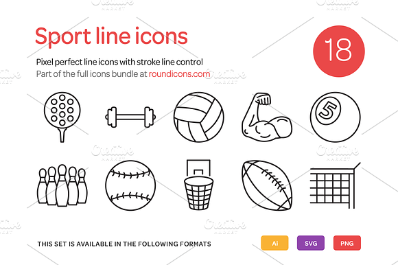 Sport Line Icons Set